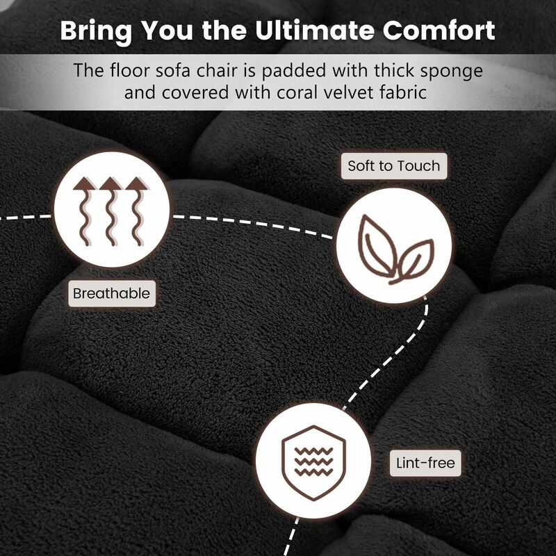 14 Position Adjustable Floor Chair Padded Gaming Sofa Recliner Lounger with Back - Image 4