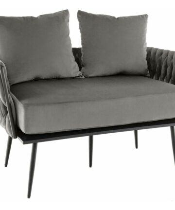 Modern 2 Seater Sofa Upholstered Loveseat Couch Woven Double Sofa Chair W/ Arms