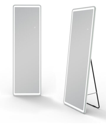 SKY BATHROOM Freestanding or Wall Mounted Frameless Full Length Rectangular Mirror with LED Lights W 40 x H 150 cm