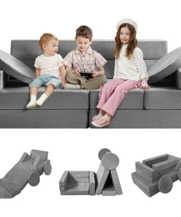 VEVOR Play Couch, 15pcs Modular Kids Nugget Couch, Toddler Foam Sofa Couch with High-density 25D Sponge for Playing, Creativing, Sleeping, Imaginative Kids Furniture for Bedroom and Playroom