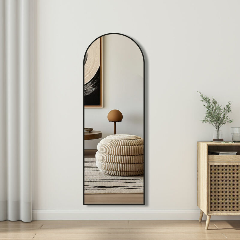 2 in 1 Black Framed Arch Freestanding Full Length Mirror Floor Standing or Wall Mounted W 500 x H 1500 mm - Image 2