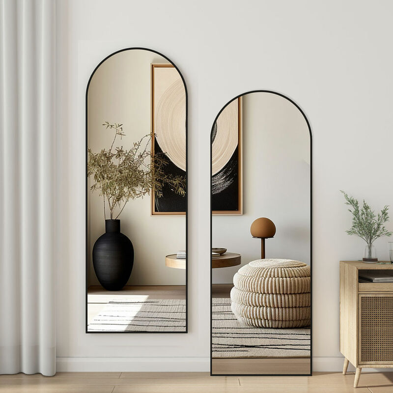 2 in 1 Black Framed Arch Freestanding Full Length Mirror Floor Standing or Wall Mounted W 500 x H 1500 mm - Image 3