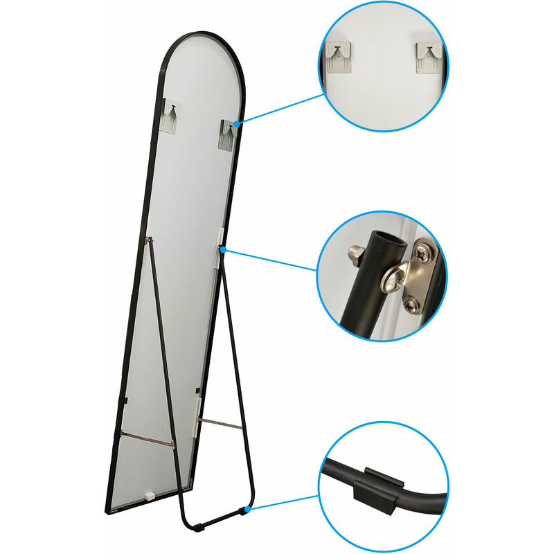 SKY BATHROOM Freestanding or Wall Mounted Full Length Black Framed Mirror W 50 x H 150 cm - Image 2