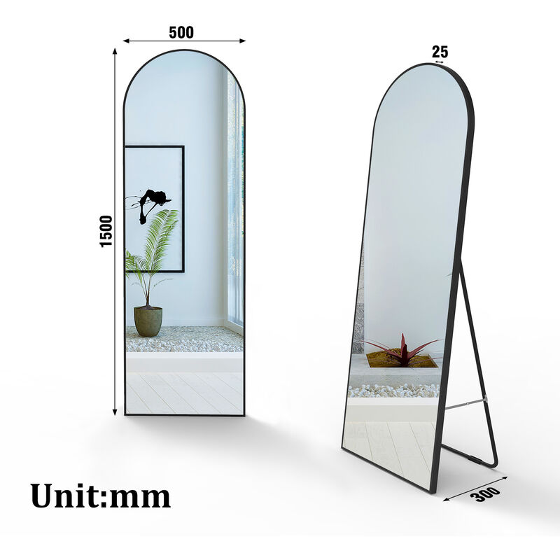 SKY BATHROOM Freestanding or Wall Mounted Full Length Black Framed Mirror W 50 x H 150 cm - Image 4