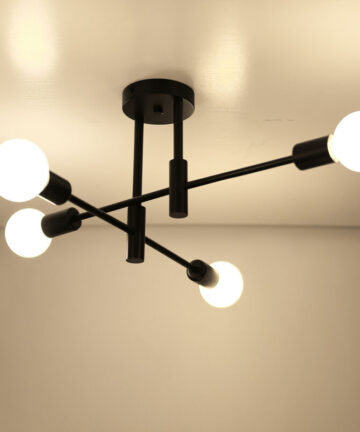 4 Lights Modern Industrial Ceiling Light Metal E27 Indoor Lighting Ceiling Lamp Chandelier for Living Room Kitchen Bedroom Hallway Black