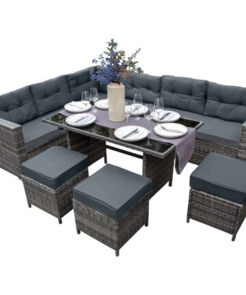 Rattan Corner Set - Grey