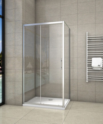 Biubiubath 1200 x 800 mm Sliding Shower Enclosure with 1200x800mm Shower Tray and Waste