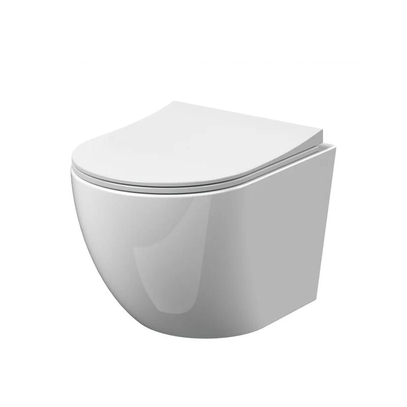 Rimless Wall Hung Toilet Pan with 1.12m Concealed Cistern Frame Dual Flush Plate - Gloss White Chrome Dual Flush Plate - Image 3