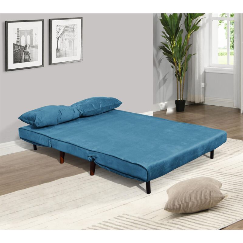 Double Sofa Bed Sleeper Foldable Portable Pillow Lounge Couch Blue Sofa Bed Living Room Furniture - Image 3
