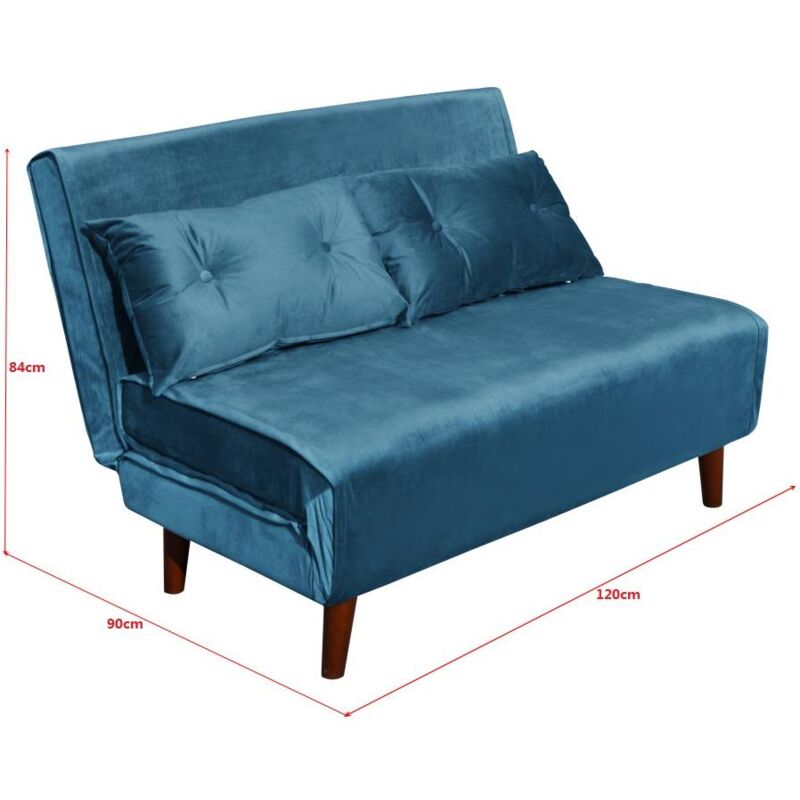 Double Sofa Bed Sleeper Foldable Portable Pillow Lounge Couch Blue Sofa Bed Living Room Furniture - Image 4