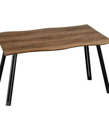 Quebec Wave Edge Dining Table - L80 x W140 x H76 cm - Medium Oak Effect/Black