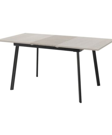Avery Extending Dining Table - L80 x W160 x H76 cm - Concrete/Grey Oak Effect/Black