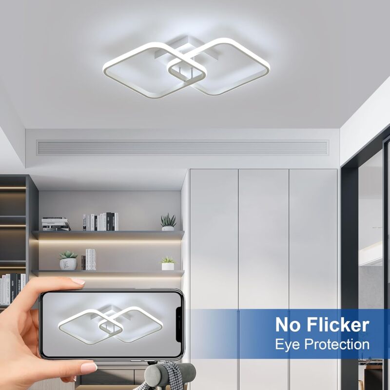 COMELY LED Ceiling Light, 42W 4700LM, Square Acrylic Ceiling Lamp, Modern Aluminum Luminaire 59CM for Kitchen, Dining Room, Bedroom - White - White Light 6500K - Image 4