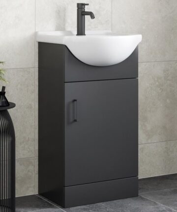 Alpine Black Bathroom Furniture Vanity Unit with Basin 450mm