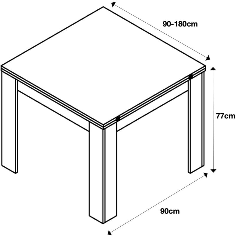 Furneo Modern Dining Table Only Extendable 90-180cm White Pine Effect Golden 02 - Image 3