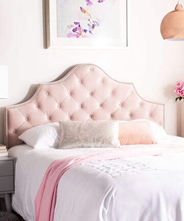 Gemia Pink Plush Double 26 inch Strutted Headboard