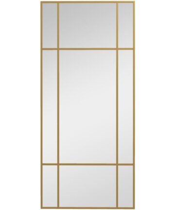 HOMCOM Window Style Vanity Mirror 110 x 50cm Hanging Wall Mirror Gold Tone
