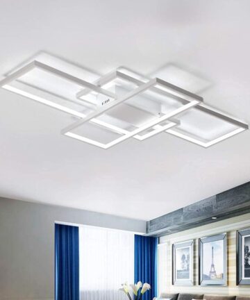 Ceiling Light, Modern LED Ceiling Lamps with 3 Squares,75W Cool White Simple Design Aluminum Acrylic Flush Mount Ceiling Lights Fixtures for Kitchen Dining Living Room Study 6000K,White