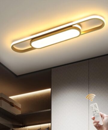 LED Ceiling Light, Modern Ceiling Lamp, Dimmable Ceiling Light with Remote Control, Ceiling Light for Living Room,Hallway, Kitchen, Bedroom (Gold 40W)