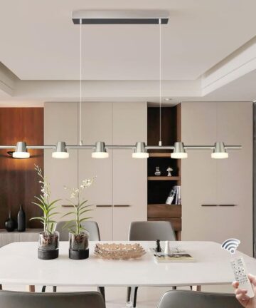 Dimmable LED Ceiling Light Modern Acrylic Linear LED Ceiling Lamp 39.4in Semi Flush Mount Wraparound Shape Lighting Fixture with Remote Control for Kitchen Dining Room (48W/3000-6500K)
