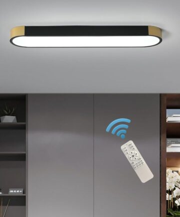 Modern LED Ceiling Light Dimmable Acrylic Linear Lamp with Remote Control Semi Flush Mount Liner Shape Ceiling Light Ideal for Kitchen, Dining Room, Living Room