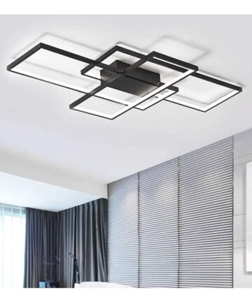 Ceiling Light, Modern LED Ceiling Lamps with 3 Squares,75W Cool White Simple Design Aluminum Acrylic Flush Mount Ceiling Lights Fixtures for Kitchen Dining Living Room Study 6000K,Black