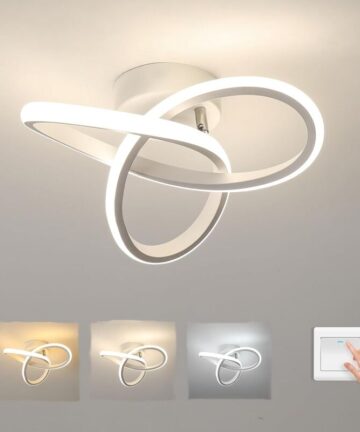 COMELY Modern LED Ceiling Light, 20W 2200LM Dimmable White Ceiling Lamp for Bedroom, Kitchen, Balcony, Living Room, Hallway, 3000K/4500K/6500K, Aluminum, Dia 25cm