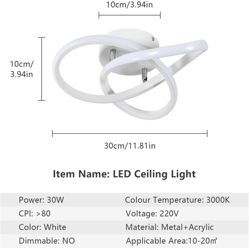 COMELY Modern LED Ceiling Light, 22W 2500LM Ceiling Lamp for Bedroom, Living Room, Hallway, Diameter 25cm - White - Natural White Light 4500K - Image 2