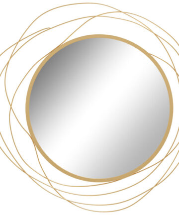 HOMCOM Metal Wall Art 65cm Round Mirror for Living Room Dining Room Gold Tone