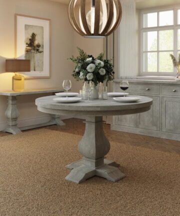 1.2M Round Limewashed Dining Table Solid Reclaimed Pine Furniture