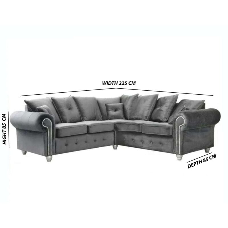 Victoria Plush Velvet Corner/3+2 Sofa Set - Blue Corner - Image 2