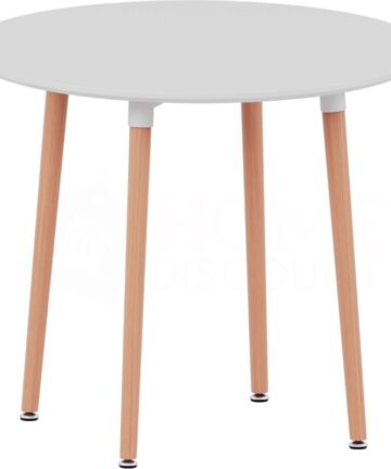 Batley 4 Seater Round Dining Table MDF Solid Beech Wood Dining Kitchen Furniture, White