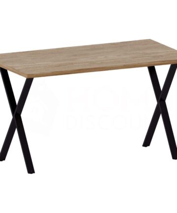 4 Seater Dining Table With X Shape Legs MDF Dining Area Kitchen Furniture, Oak