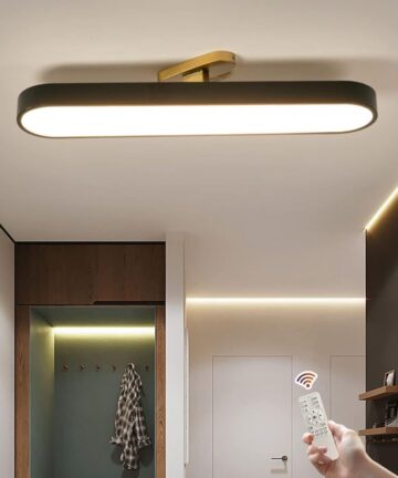 Modern LED Ceiling Light, Dimmable Black Flush Mount Ceiling Light with Remote, 27.5'' Acrylic Linear Modern Ceiling Lamp for Bedroom Hallway Dining Room (36W/2800lm/Flat & Sloped Ceiling)