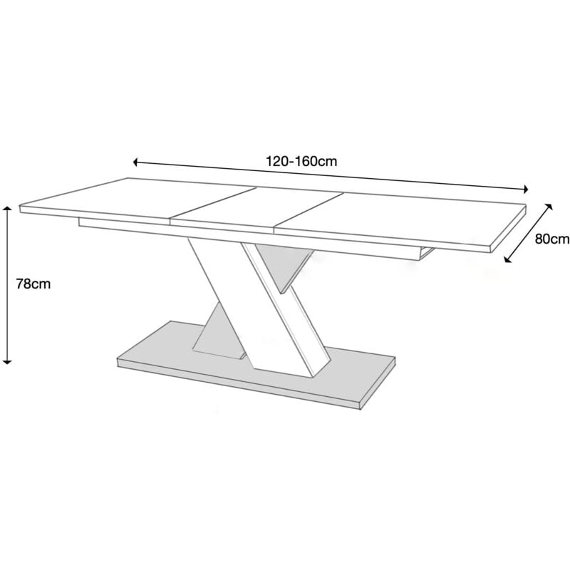 Furneo Modern Dining Table Extendable 120-160cm Oak & Black Concrete Effect Enzo 01 - Image 4