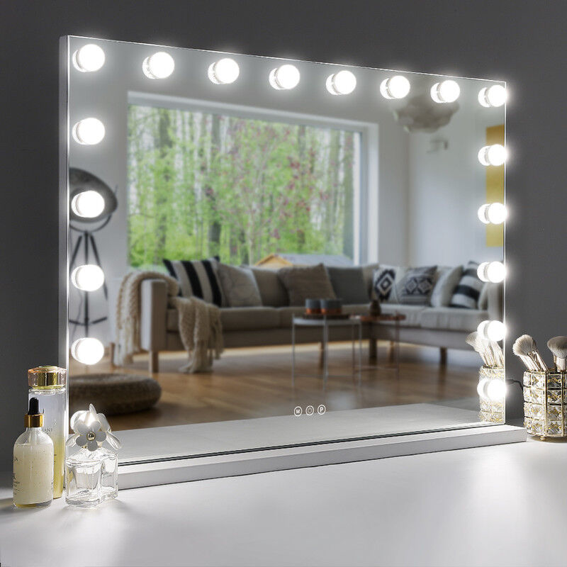 FENCHILIN Hollywood Mirror with Lights 18 LED Bulbs 80x60 cm USB Charing Port Vanity Mirror with Lights Makeup Mirror wiht Lights 3 Light Color Ligted Hollywood Vanity Mirror 10X Magnifying Glass whit - Image 2