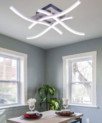 Led Modern Ceiling Light Modern Creative Chandelier With 4 PCS Wave Shape Ceiling Lamp For Living Room Bedroom Dining Room (28W 4 Lights Cold White)