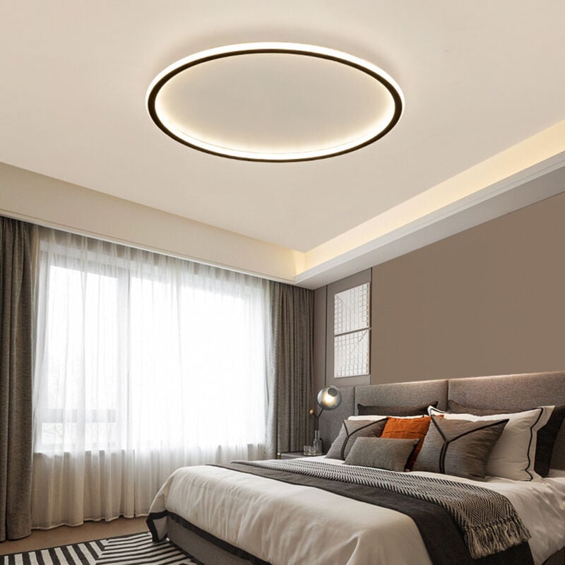 Led Ceiling Light Black, Φ30CM Round Ceiling Lamp Minimalist Modern Ceiling Light For Kitchen, Hallway, Office, Porch Warm White - Image 3