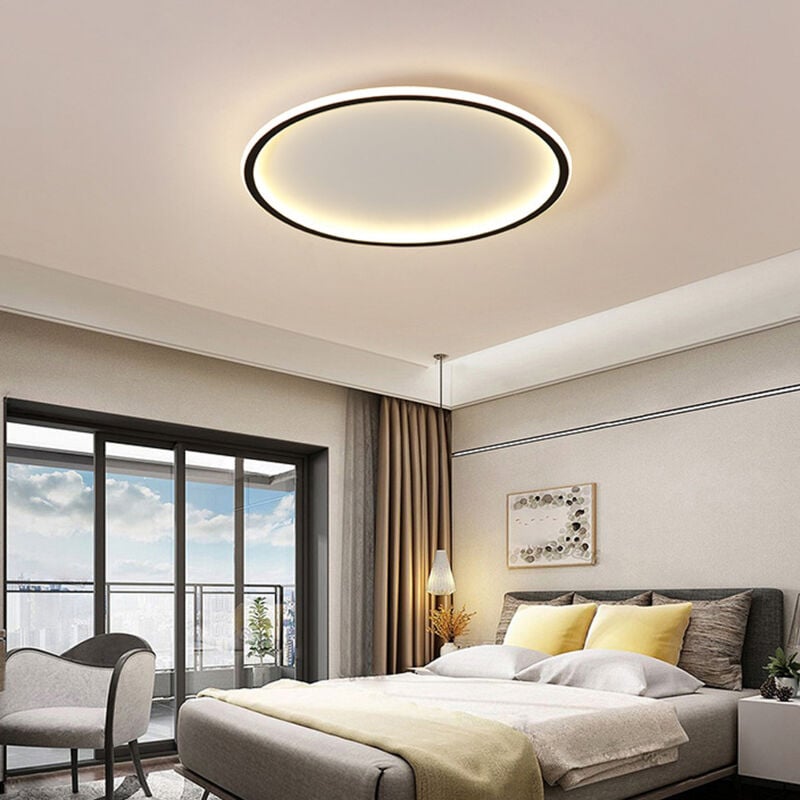Led Ceiling Light Black, Φ30CM Round Ceiling Lamp Minimalist Modern Ceiling Light For Kitchen, Hallway, Office, Porch Warm White - Image 4