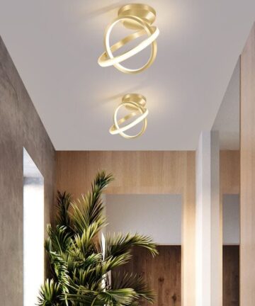 2X Led Modern Ceiling Light Gold Nordic Style Chandelier Circle Design Ceiling Lamp For Bedroom, Restaurant, Balcony, Warm White