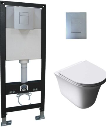 Durovin Bathrooms 1.16M Concealed Cistern Frame Match Wall Hung Toilet Set