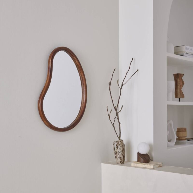 65cm wooden mirror, Jacob, Walnut, 50x3x65 cm - Image 2
