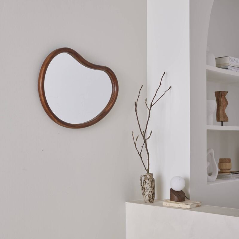 65cm wooden mirror, Jacob, Walnut, 50x3x65 cm - Image 3