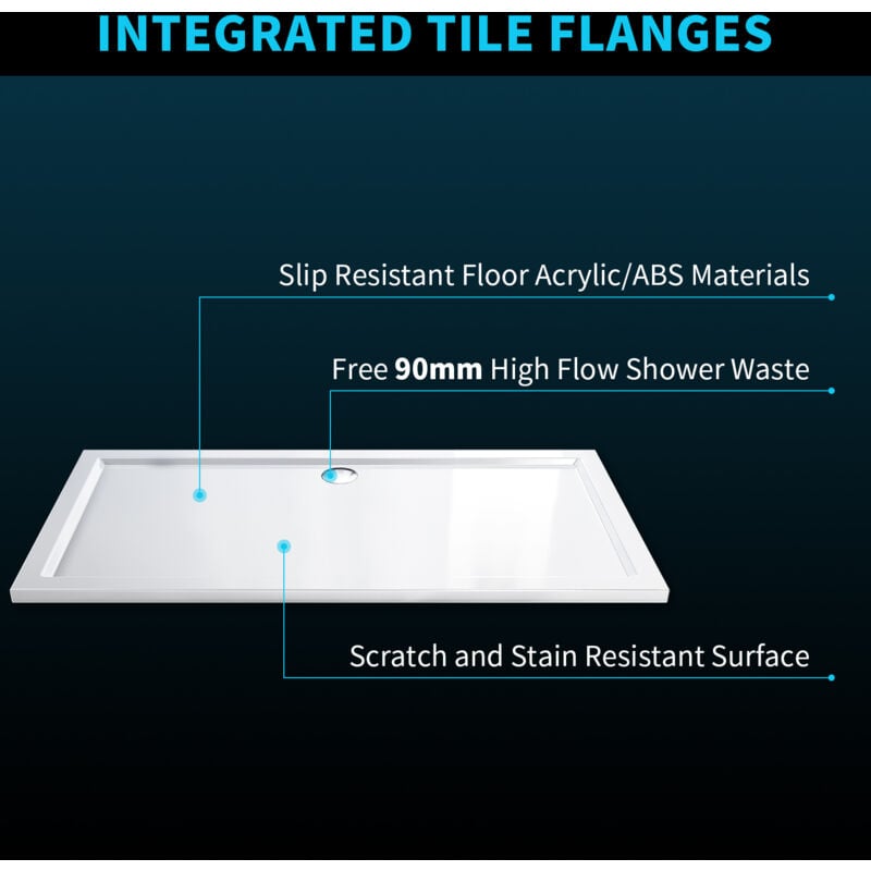 ELEGANT Rectangular 1700 x 700 x 40 mm Shower Tray for Shower Enclosure Cubicle + Waste Trap - Image 2