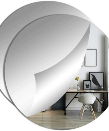2pcs Adhesive Wall Mirrors Circle Mirror 40cm Decorative Plastic Mirror Acrylic Mirror Large Round Mirrors for Bathroom, Bedroom, Door, etc.