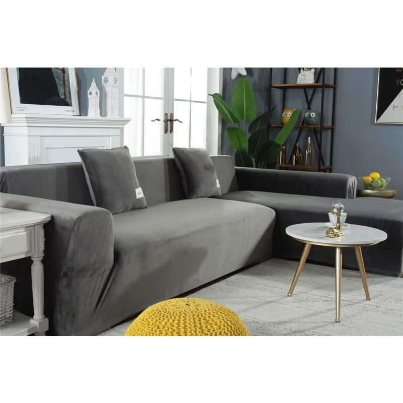 Stretch Plush Velvet Sofa Cover Couch Slipcover for L Shape Sofa, Universal, Washable, Non-Slip - Image 3