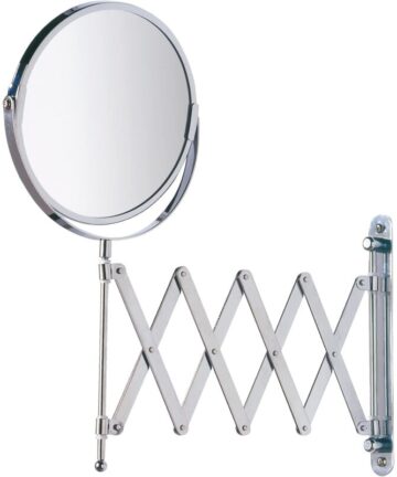 Wall-mounted cosmetic mirror with telescopic arm