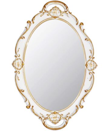 Vintage Decorative Oval Wall Mirror 37 x 25 cm (White)