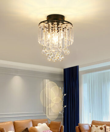 Black 23x26cm Bedroom Crystal LED Ceiling Light