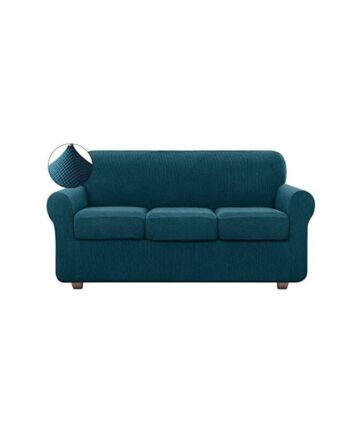 Jacquard 3 Seater Sofa Cover with Armrests Canape Cover Sofa Slipcover And Elegant Sofa Protector Cover (3 Seater,Dark Greenï¼‰